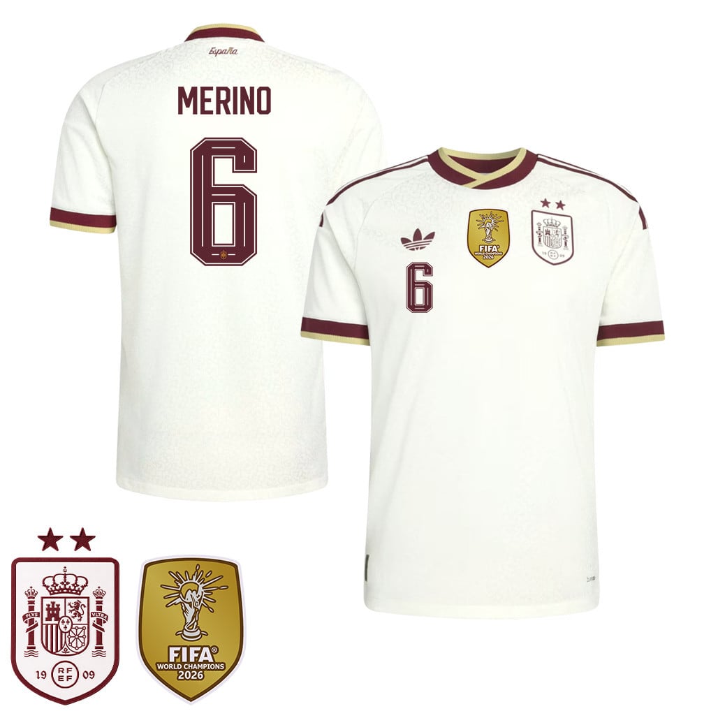 Spain 2026 Two-Star World Cup Champions Kids Away Jersey – Mikel Merino #6