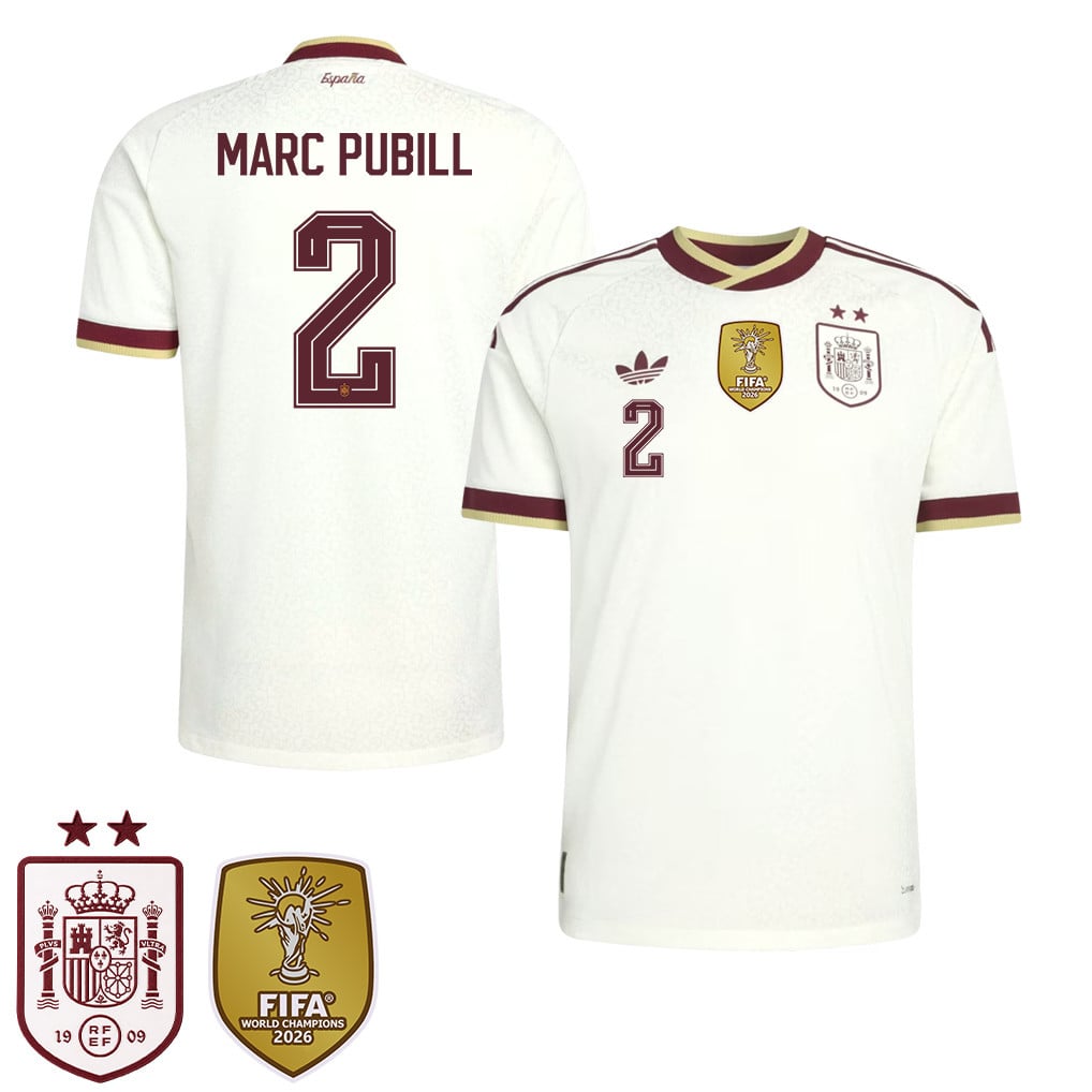 Spain 2026 Two-Star World Cup Champions Kids Away Jersey – Marc Pubill #2