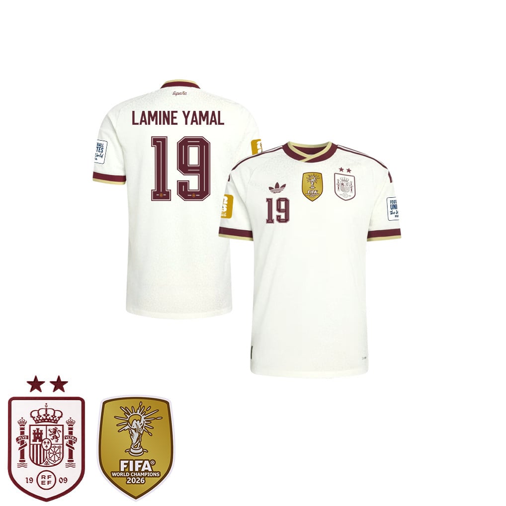 Spain 2026 Two-Star World Cup Champions Kids Away Jersey – Lamine Yamal #19