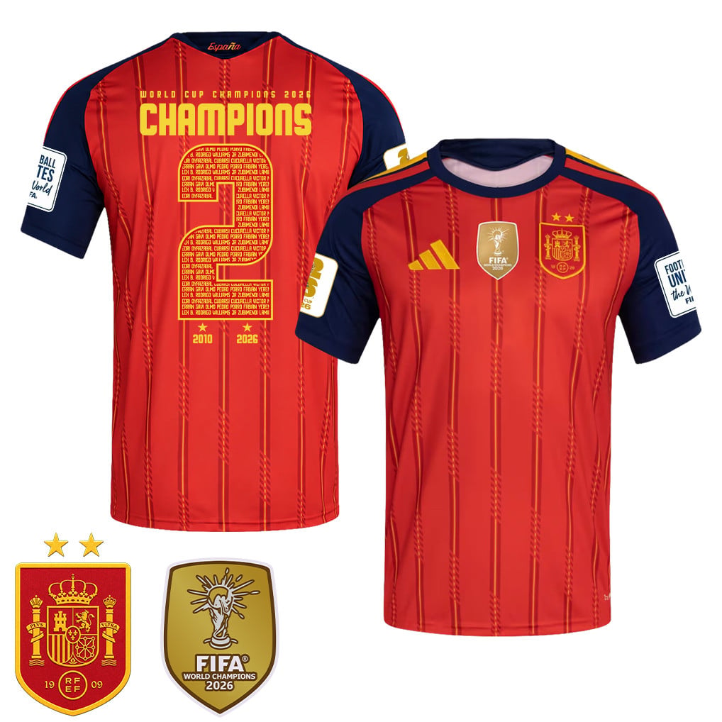 Spain 2026 Two-Star World Cup Champions Men's Home Jersey