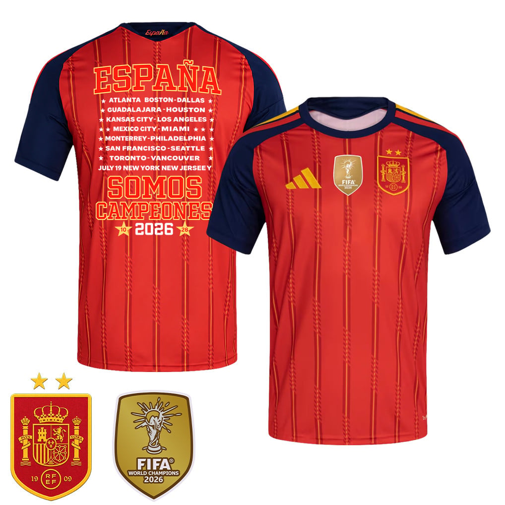Spain 2026 Two-Star World Cup Spain We Are Champions Men's Home Jersey