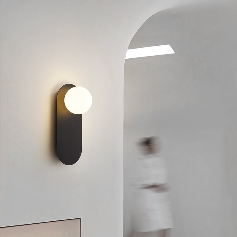 Nordic Minimalist Glass Globe Wall Sconce Light 1-light