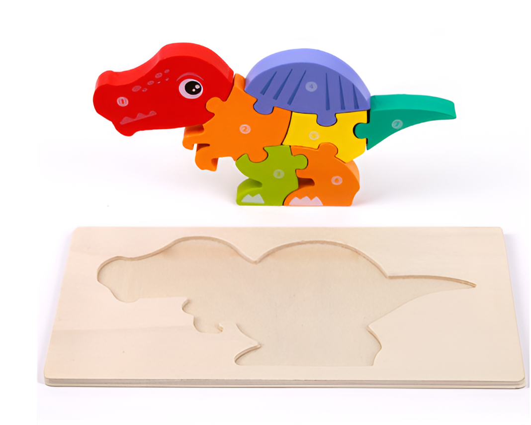 Rompecabezas 3D de Dinosaurio de Madera Montessori