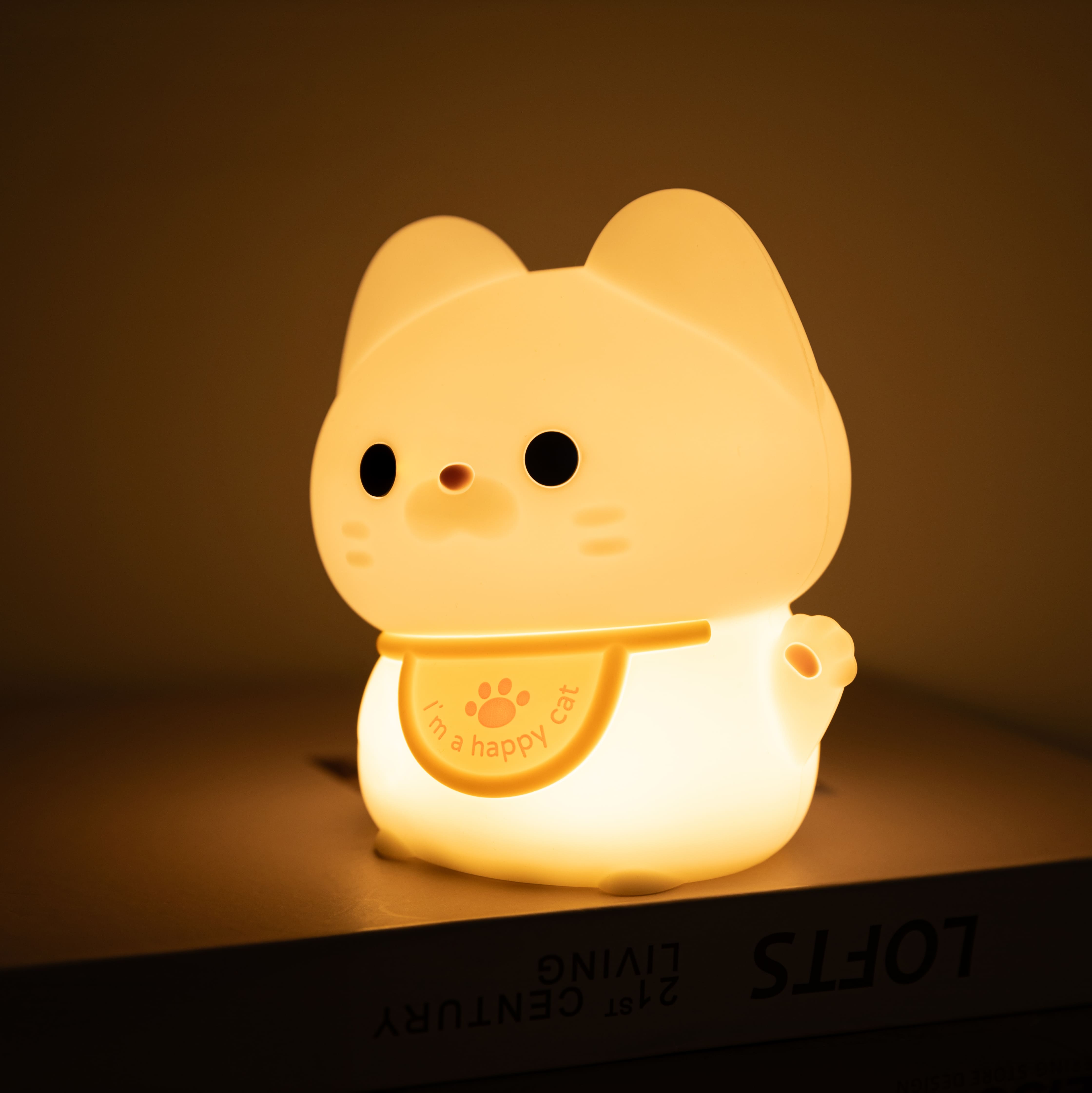 Luz nocturna LED de gato feliz de silicona suave - Regalo perfecto para niños y niñas