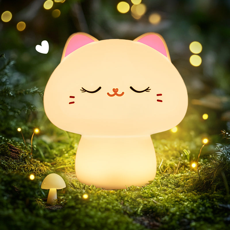 avichic® Paddenstoel Kat Squishy Siliconen Nachtlampje - Perfect Cadeau voor Kinderen & Meisjes