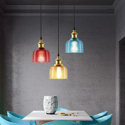 Vintage Textured Glass Pendant 1-Light