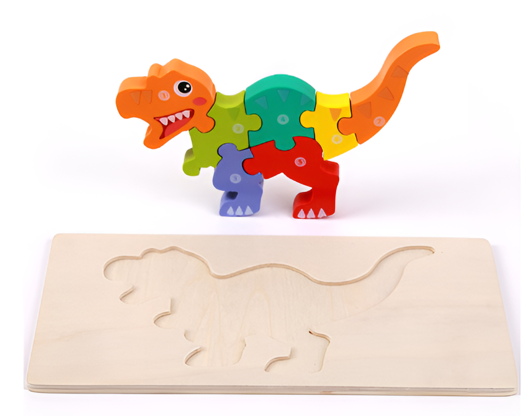 Puzzle 3D di dinosauro in legno Montessori