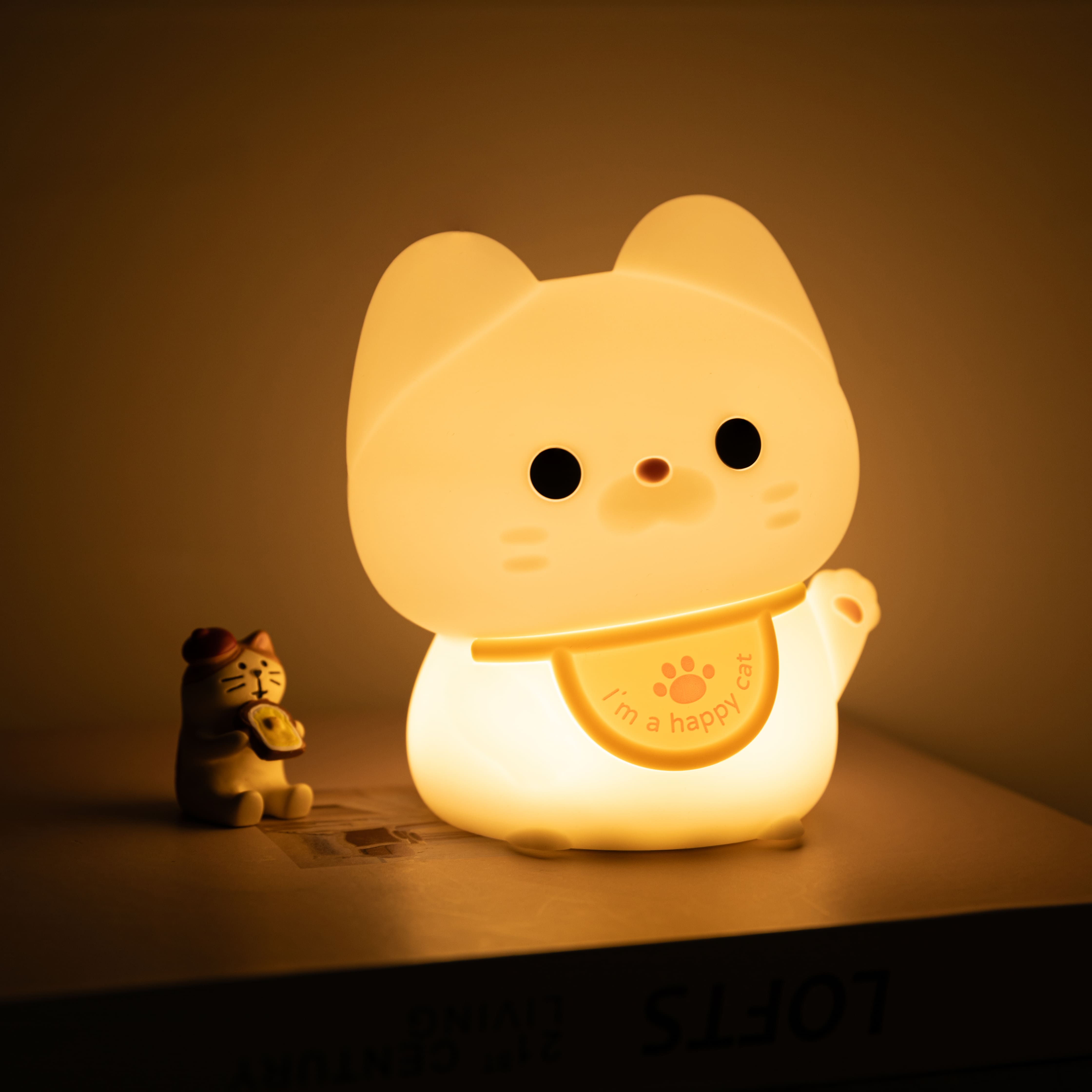Squishy Siliconen Blije Kat LED Nachtlampje - Perfect Cadeau voor Kinderen & Meisjes