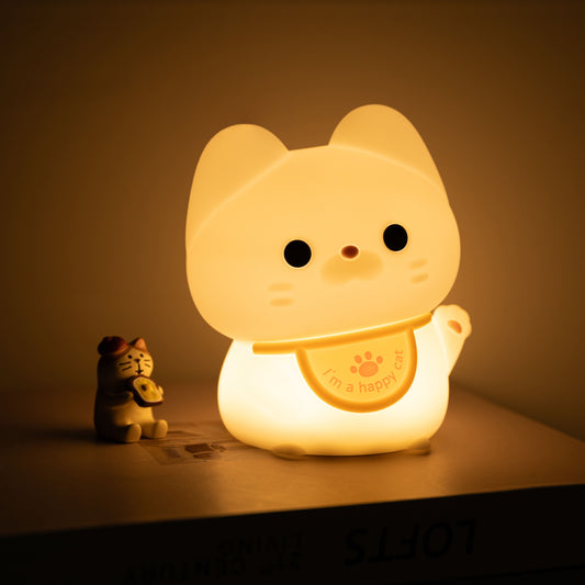 Squishy Silicone Happy Cat LED Night Light - Perfect Gift for Kids & Girls