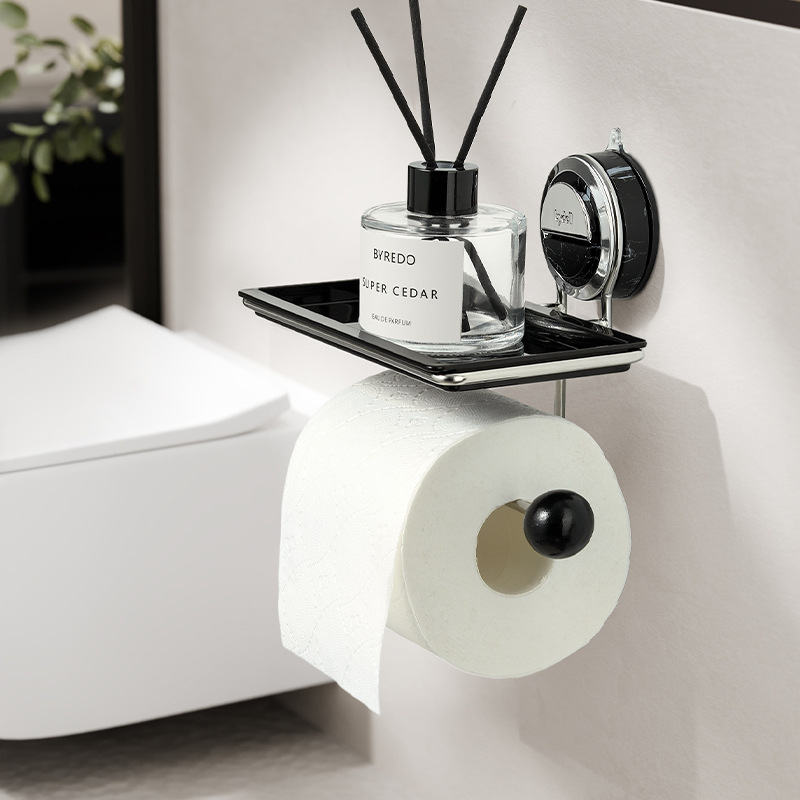 No-Drill Suction Stainless Steel Toilet Paper Holder – Rustproof & Easy to Install