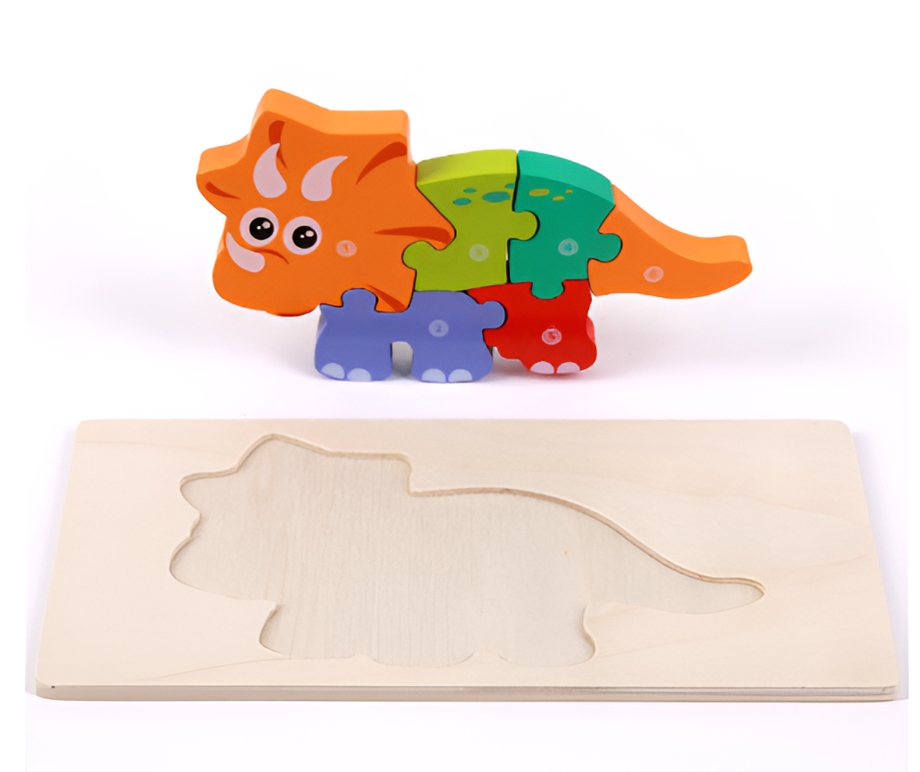 Puzzle 3D di dinosauro in legno Montessori