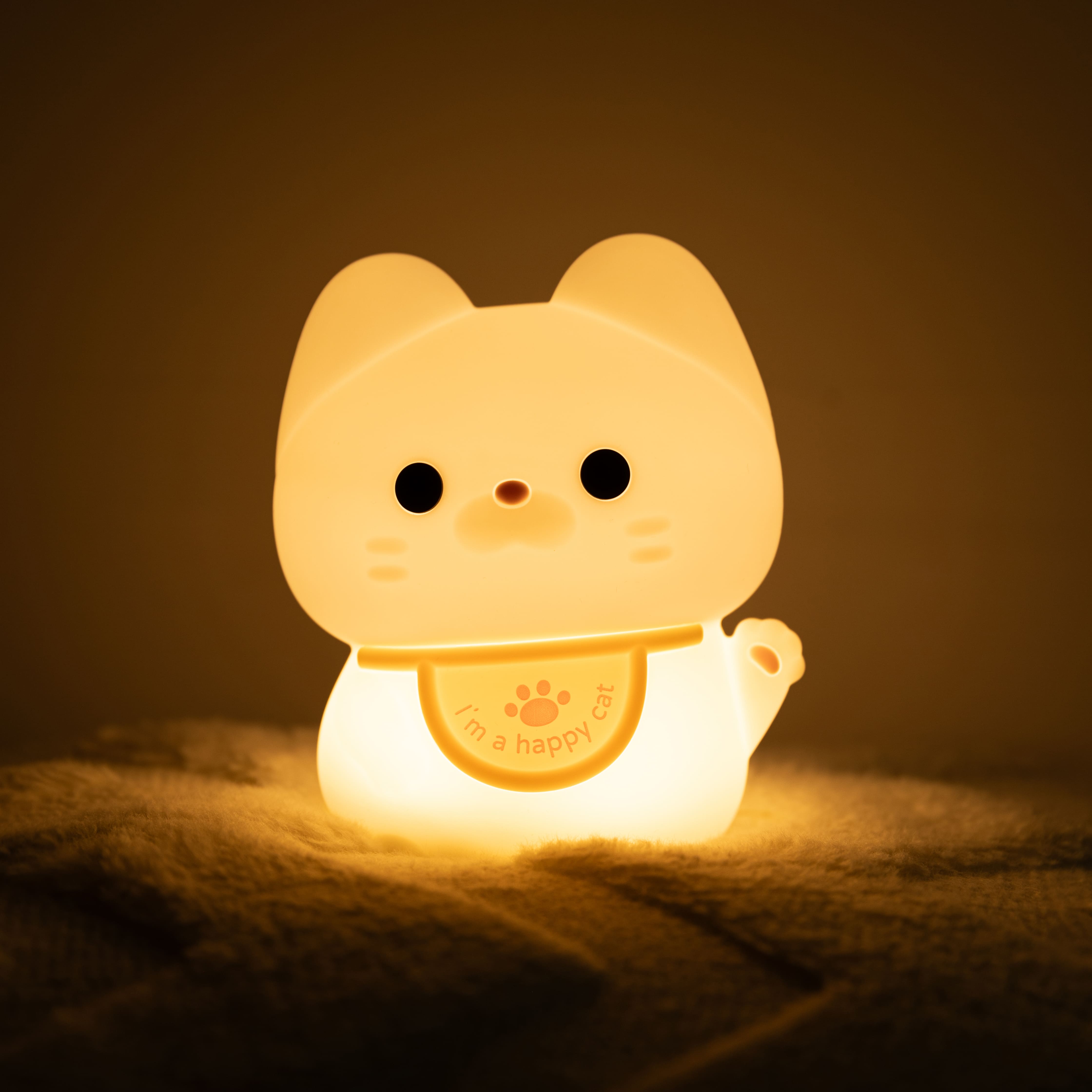 Luz nocturna LED de gato feliz de silicona suave - Regalo perfecto para niños y niñas