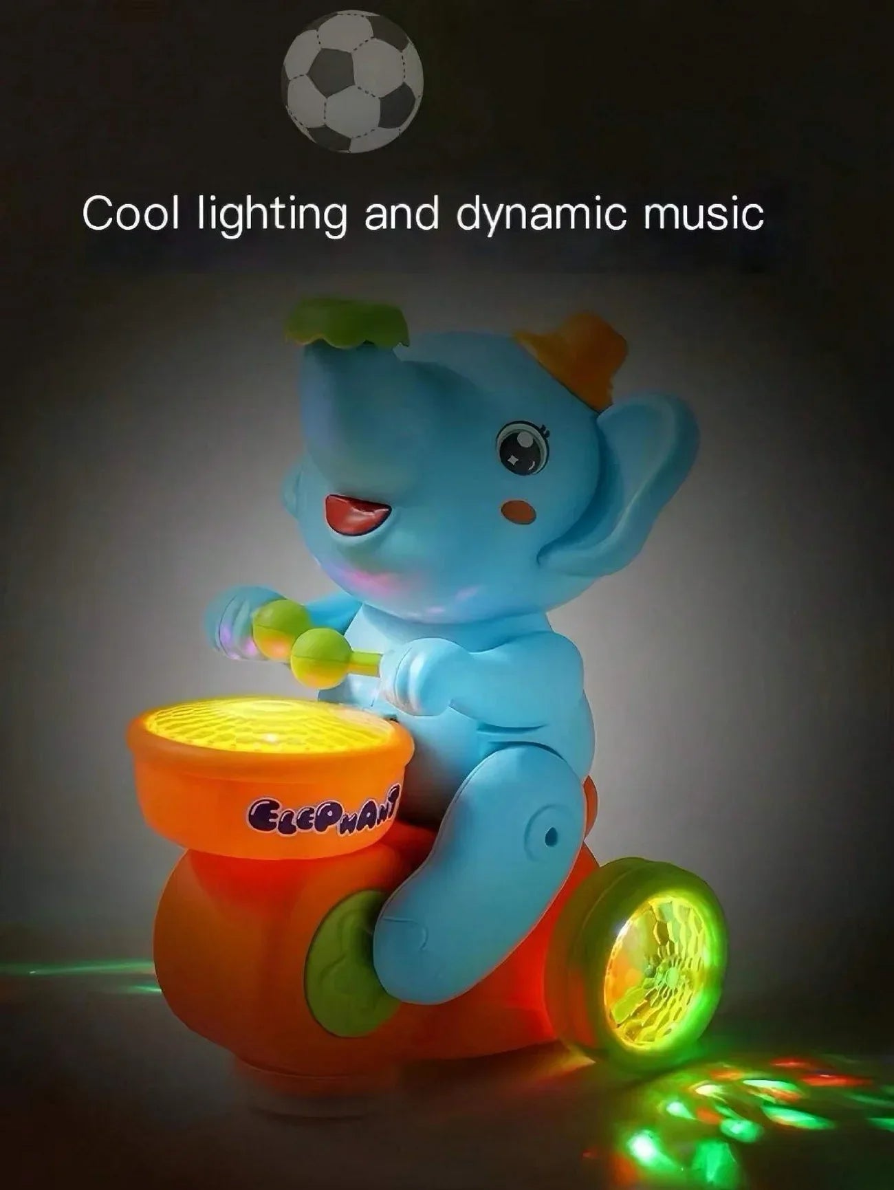 Giocattolo elefante musicale: ballo e tamburo