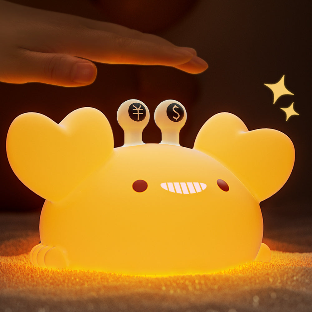 Lampada Notturna Granchio LED Morbido in Silicone Tap - Miglior Regalo per Bambini e Ragazze