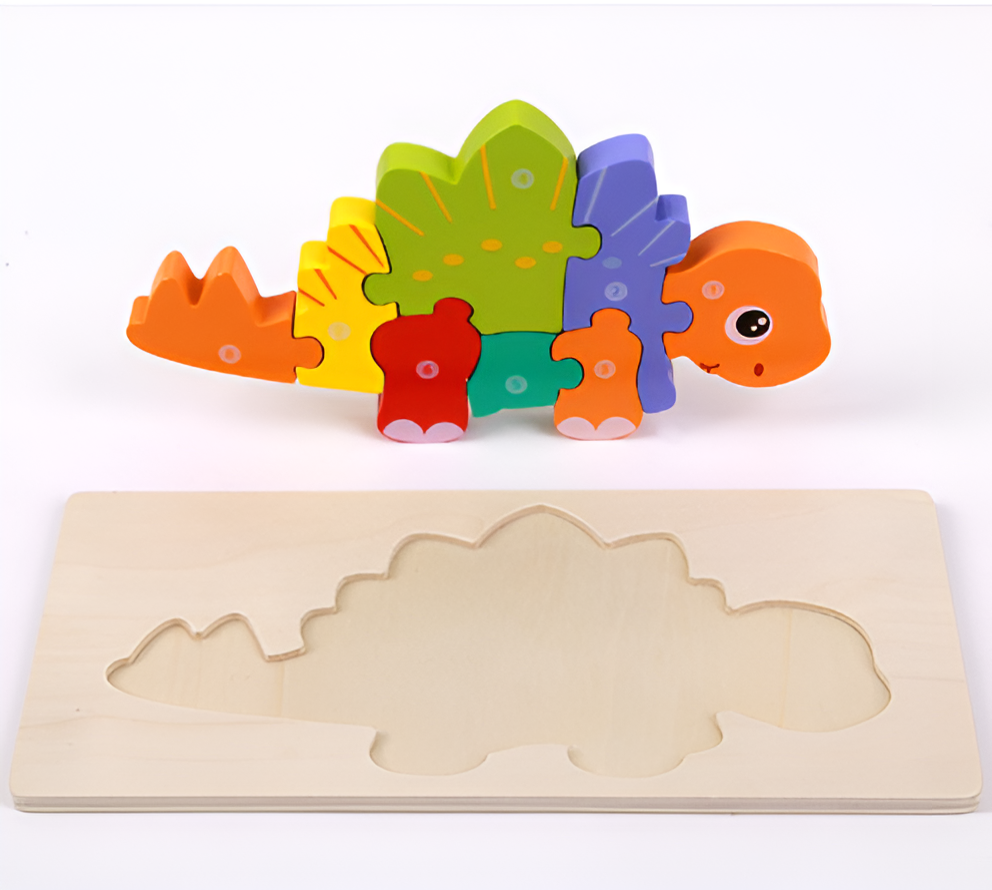 Puzzle 3D di dinosauro in legno Montessori
