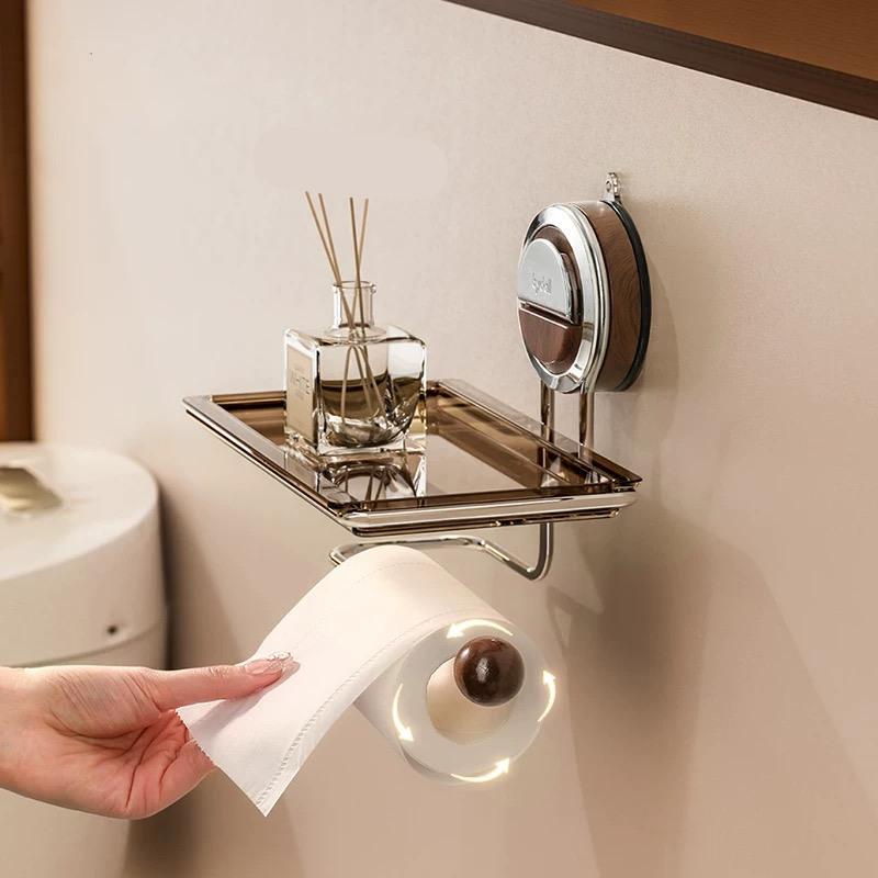 No-Drill Suction Stainless Steel Toilet Paper Holder – Rustproof & Easy to Install