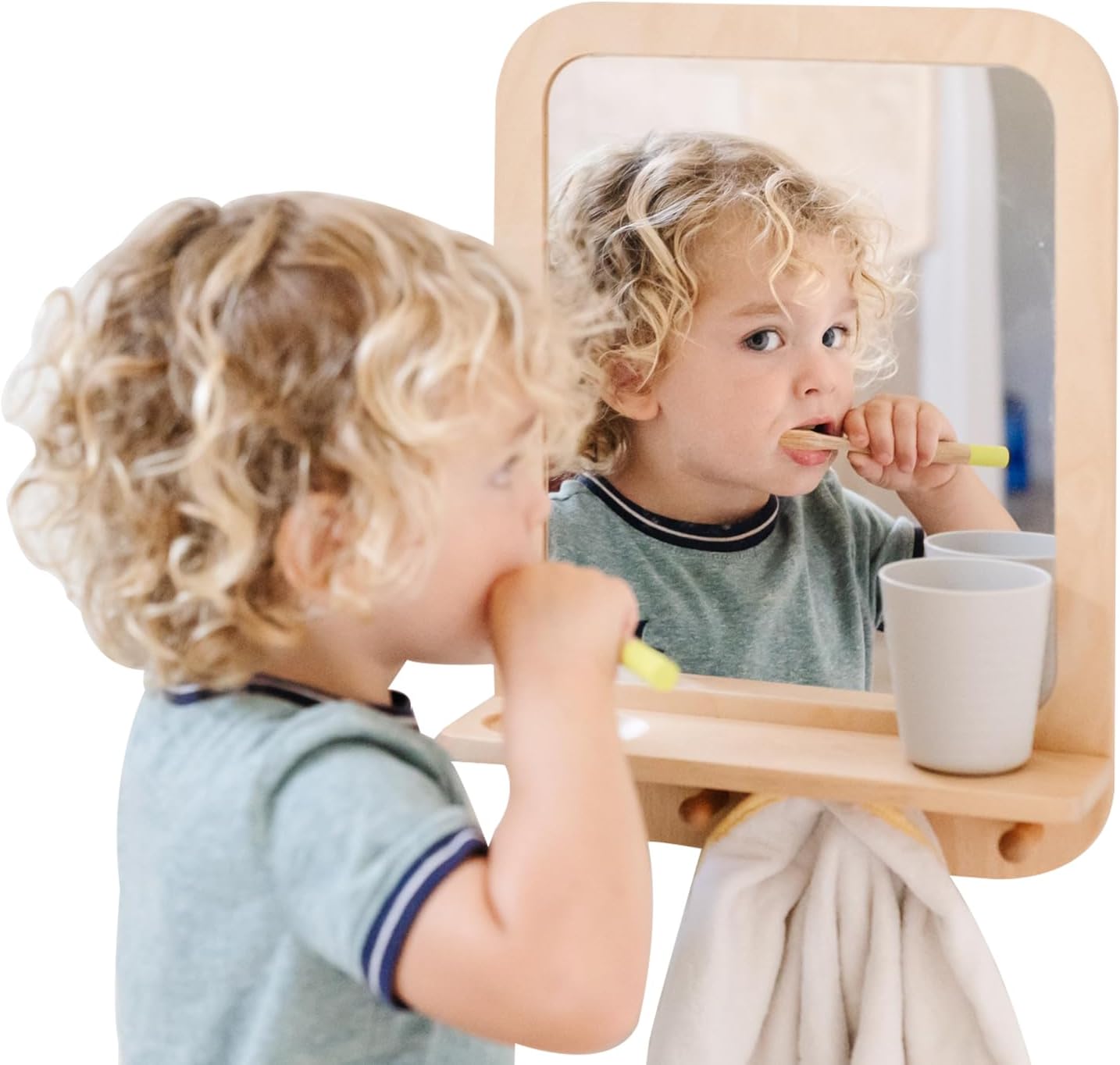 Specchio acrilico in legno Montessori per bambini piccoli
