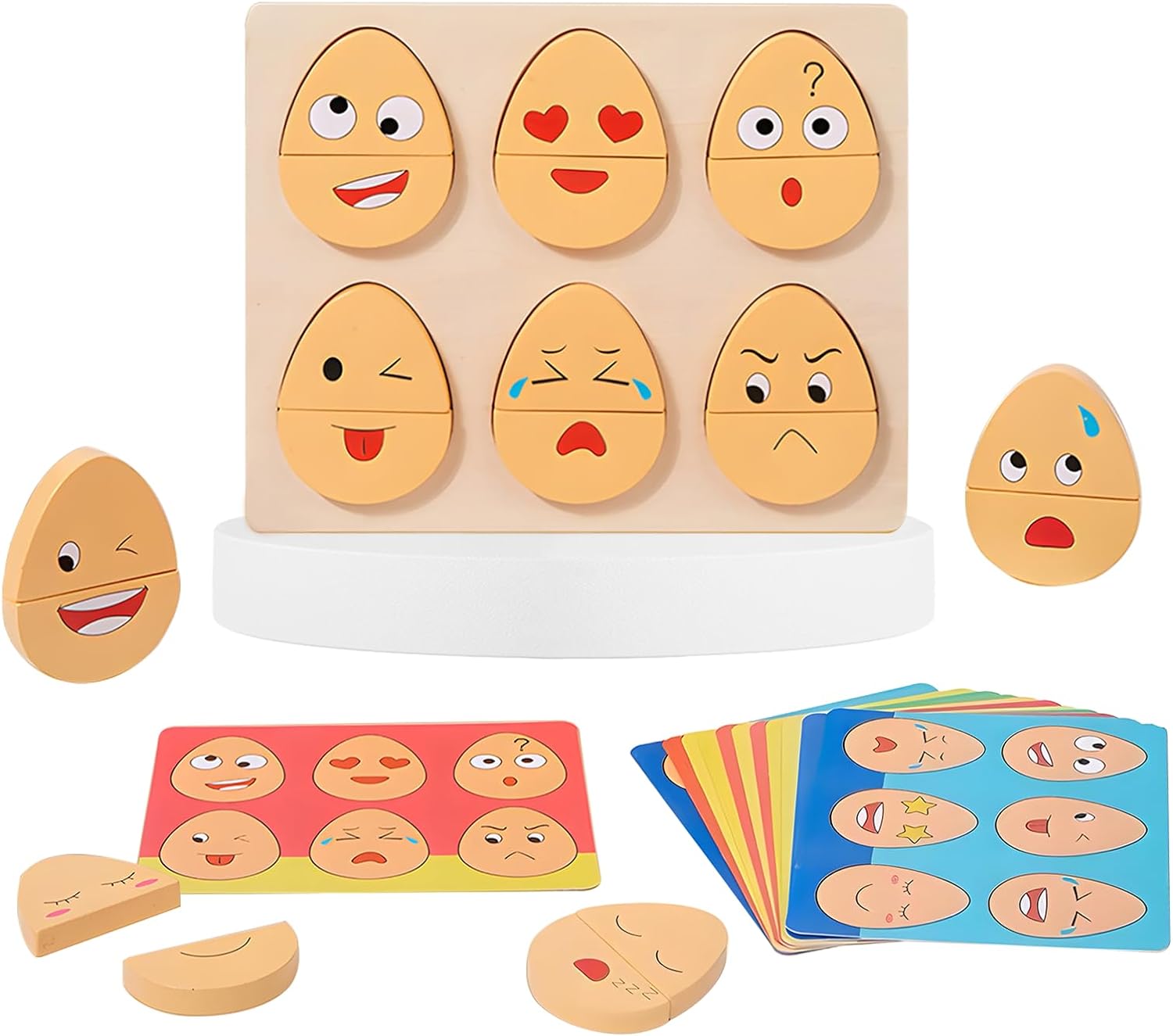Huevos de Expresiones de Madera Montessori
