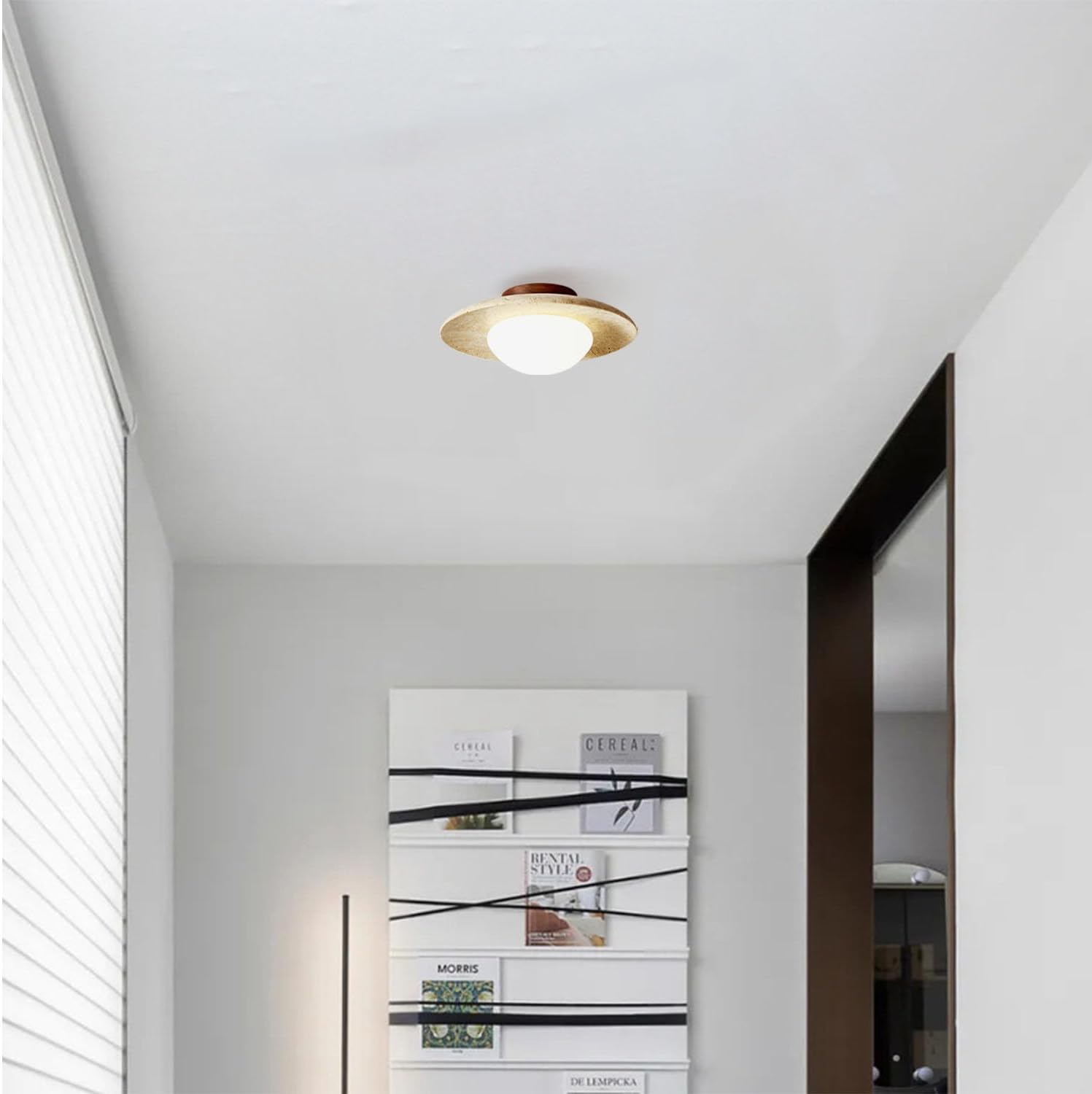 Nordic Minimalist Travertine Round LED Ceiling Light 1-Light