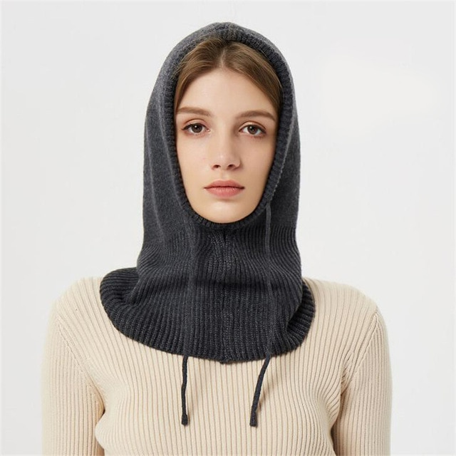 Puili | Winter Knit Beanie | Hooded Balaclava Style | Reinforced Wool-Blend Thermal Insulation | Adjustable Drawstring Fit | Wind-Resistant High-Volume Headwear