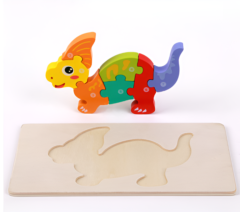 Puzzle 3D di dinosauro in legno Montessori