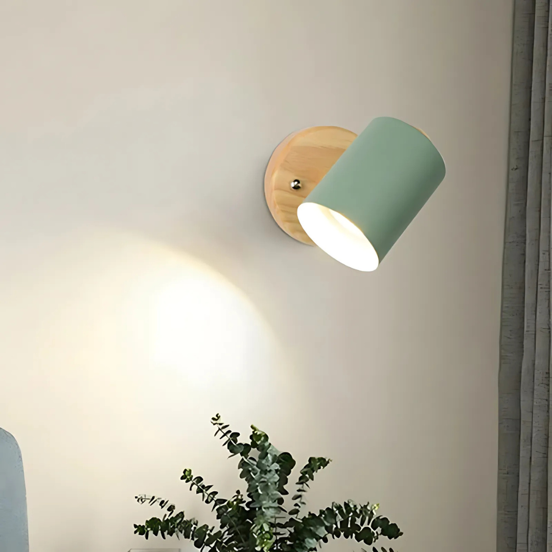 Modern Minimalist Wood Cylinder LED Wall Sconce 1-light