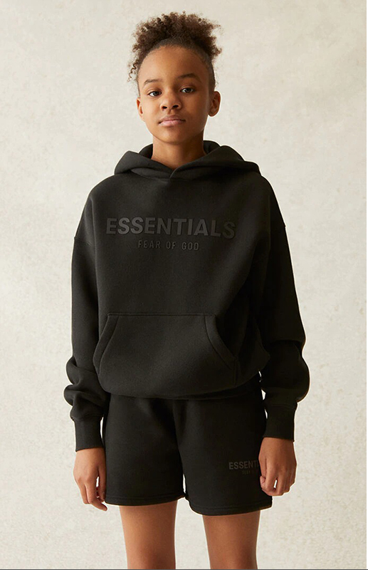 FEAR OF GOD ESSENTIALS HOODIE BLACK KIDS/JR SS21