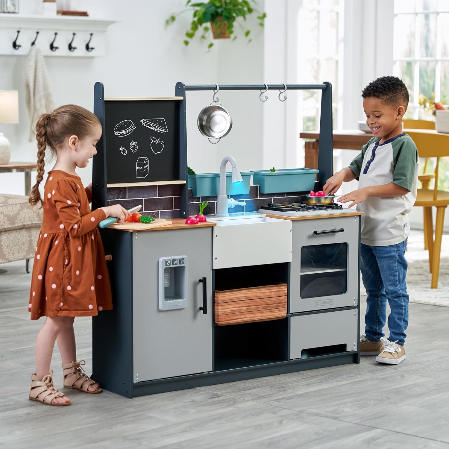 Cocina de juego de madera Montessori para niños