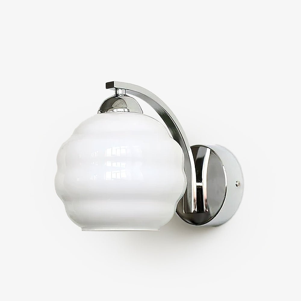 Art Deco Rippled Globe Glass Wall Sconce 1-Light