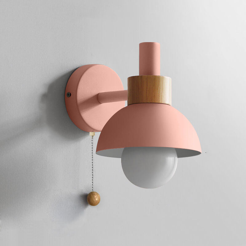 Nordic Wood & Metal Globe Wall Sconce LED 1-light