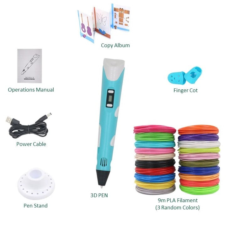 Kit de inicio de bolígrafo 3D - 100M de filamento - 10 colores