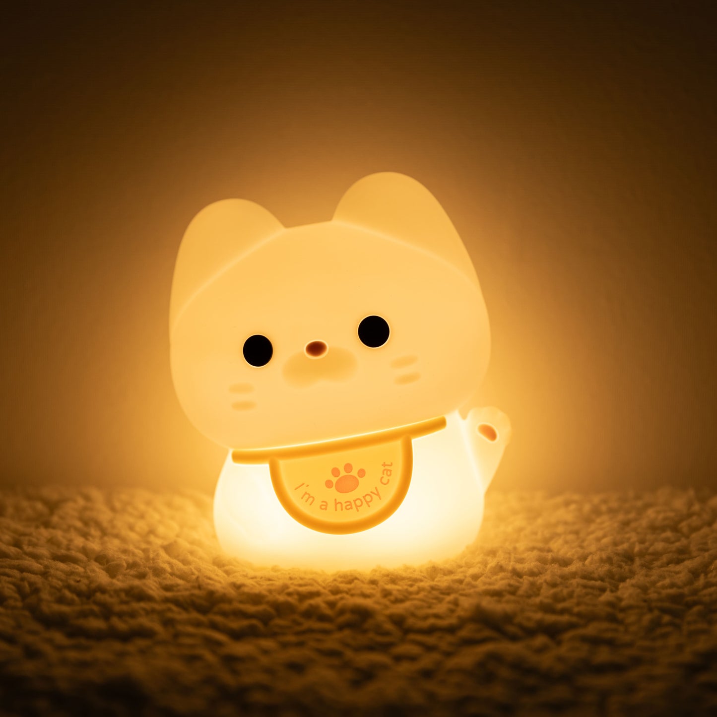 Squishy Silicone Happy Cat LED Night Light - Perfect Gift for Kids & Girls