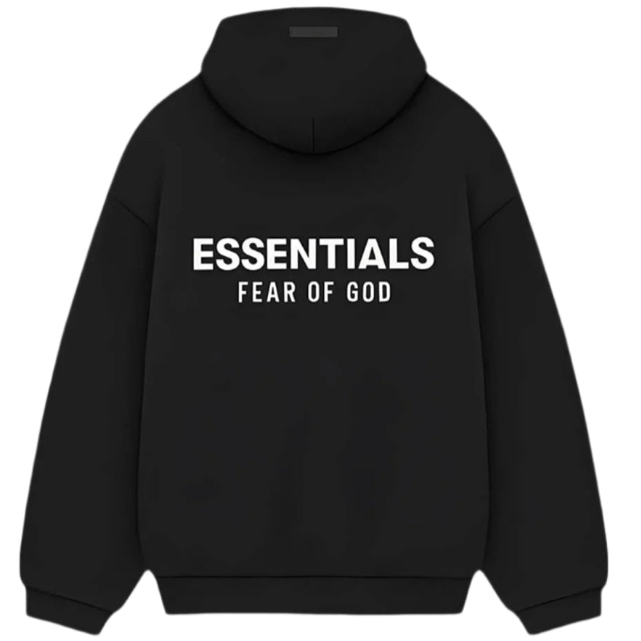 FEAR OF GOD ESSENTIALS Logo Over The Head Hoodie SS25 Black