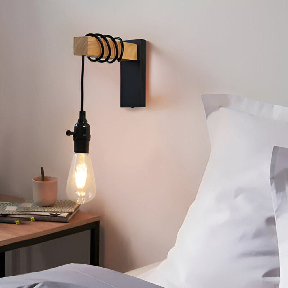 Rustic Wood Pendant LED Wall Sconce 1-Light