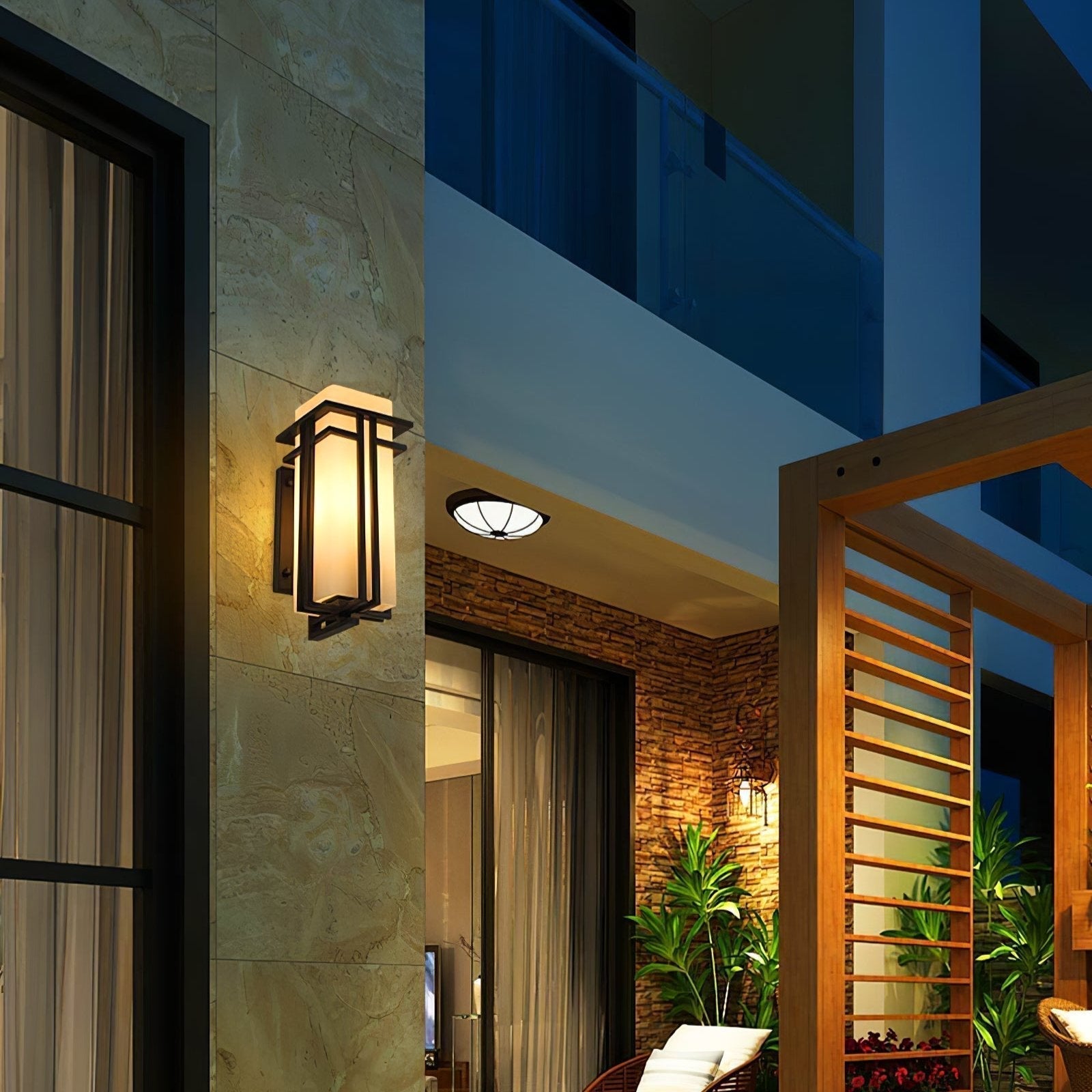 Retro Industrial Iron Glass Outdoor Wall Light LED 1-Light