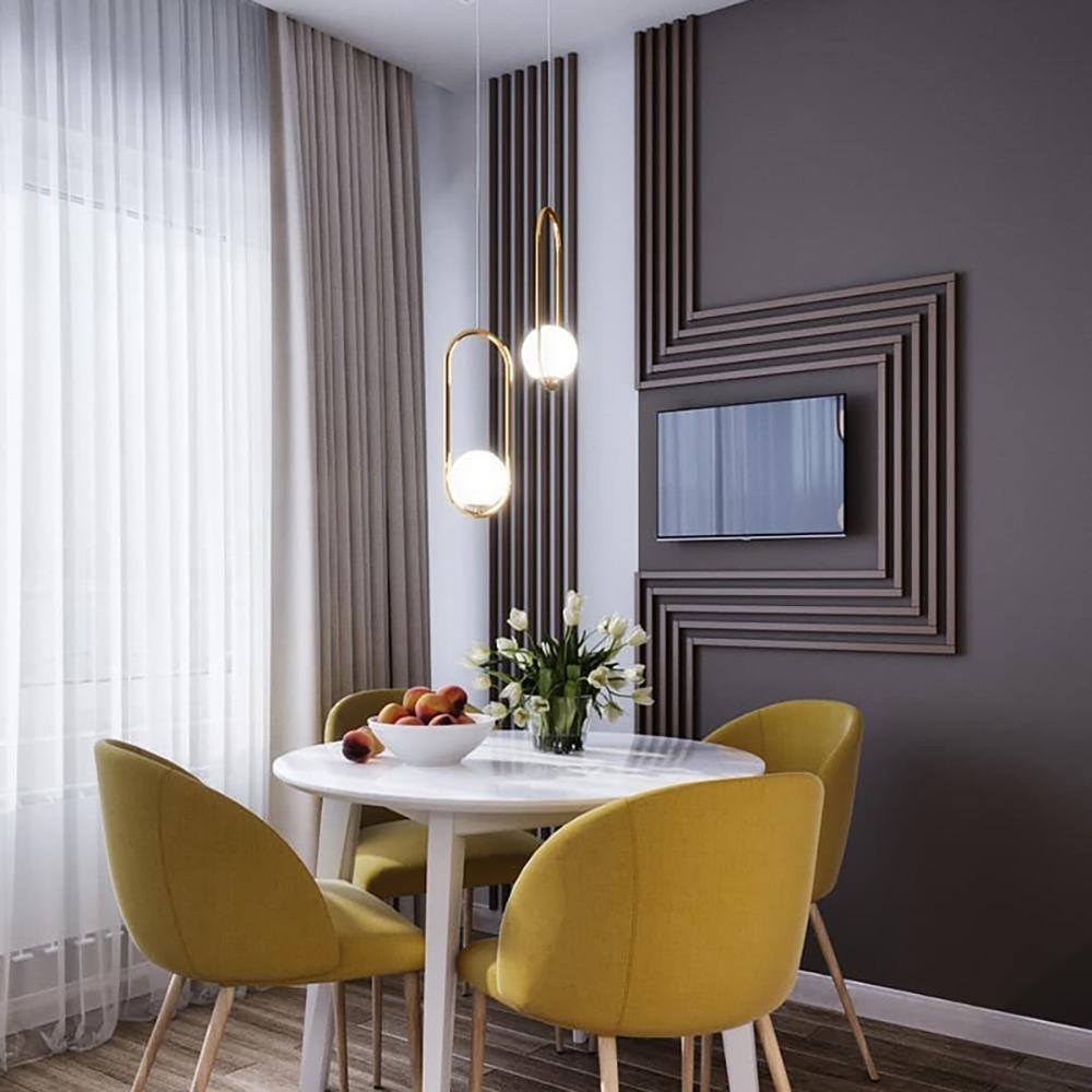 Modern Brass Ring Globe Glass Pendant Light 1-Light