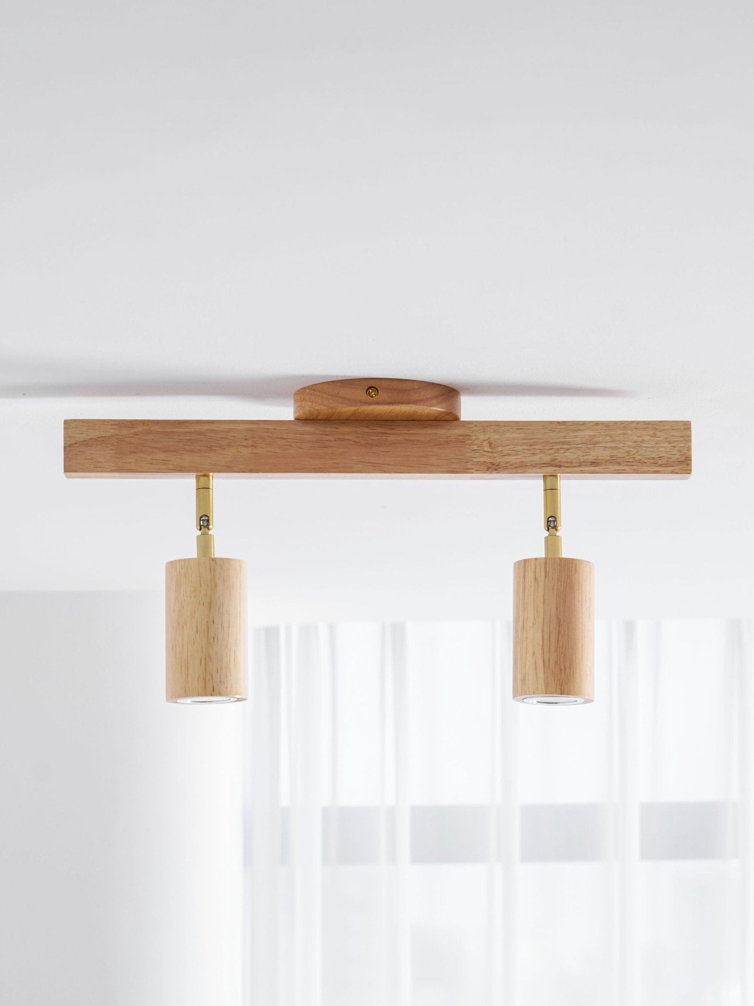 Japanese Wooden Adjustable LED Spotlight 1-Light
