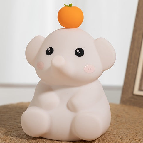 Squishy Silicone Orange Elephant LED Night Light - Perfect Gift for Kids & Girls