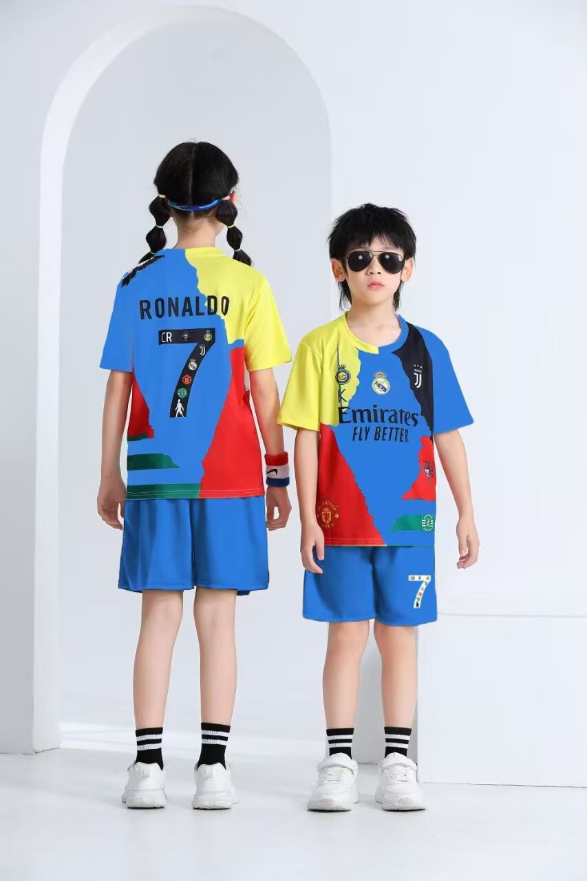 Kids’ Ronaldo Football Jersey & Shorts Set – Multi-Team Edition