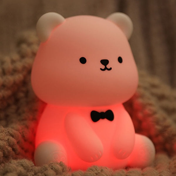 Squishy Silicone Teddy Bear LED Night Light - Perfect Gift for Kids & Girls