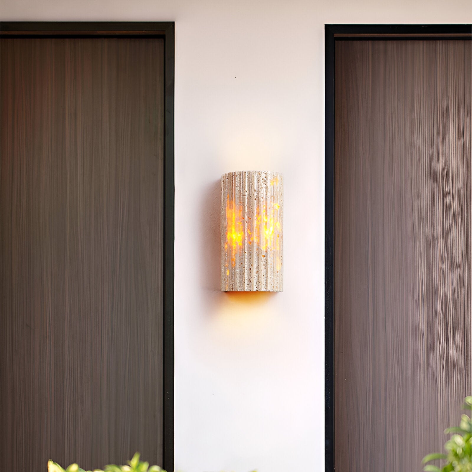 Modern Travertine Stone Cylindrical Outdoor Wall Light LED 1-Light