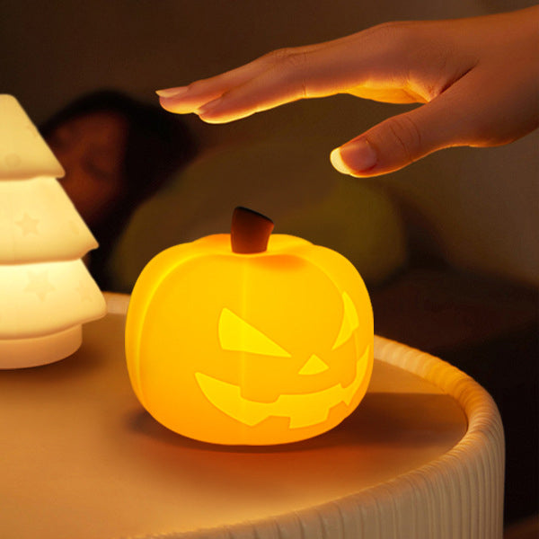 Lámpara nocturna LED de fantasma de Halloween de silicona suave con toque