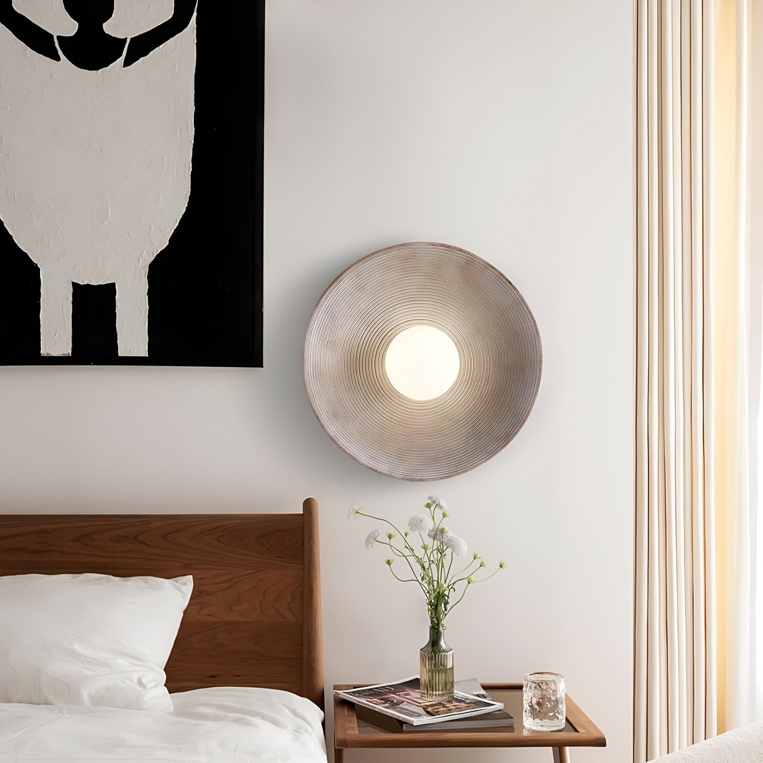 Retro Resin Ceramic-style Round Wall Sconce LED 1-light
