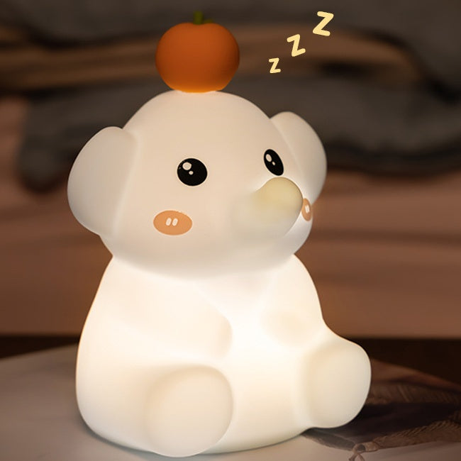 Squishy Siliconen Oranje Olifant LED Nachtlampje - Perfect Cadeau voor Kinderen & Meisjes