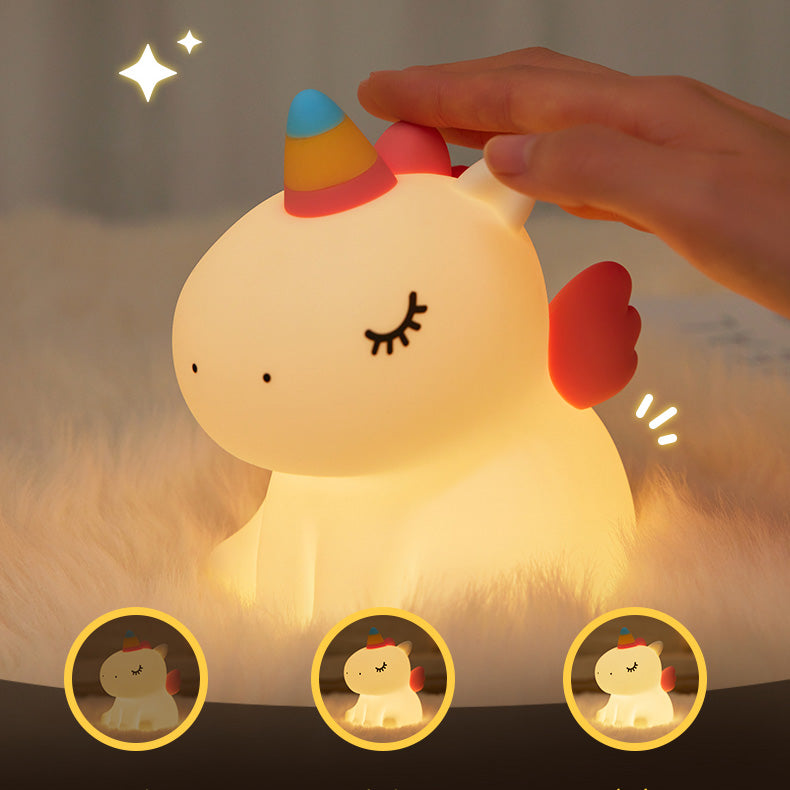 Lampada Notturna LED Tap Tap Unicorno Morbido Miglior Regalo per Bambini e Ragazze