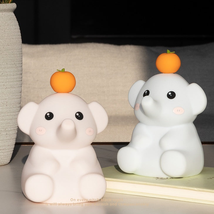 Squishy Silicone Orange Elephant LED Night Light - Perfect Gift for Kids & Girls
