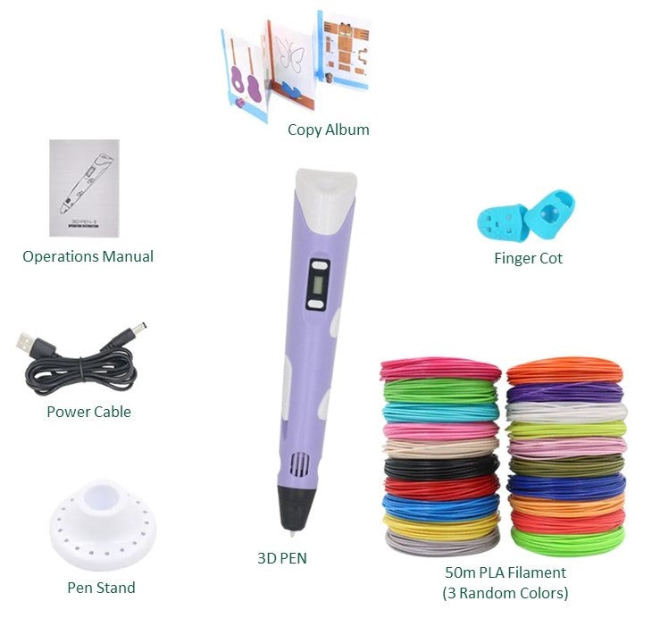 Kit de inicio de bolígrafo 3D - 100M de filamento - 10 colores