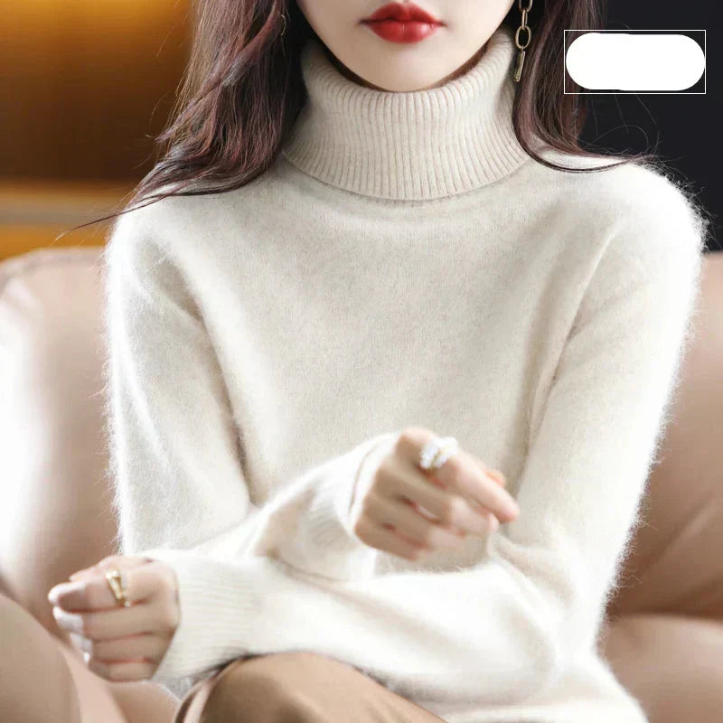 Nyorelle 100% Cashmere High-Neck Sweater for Fall and Winter