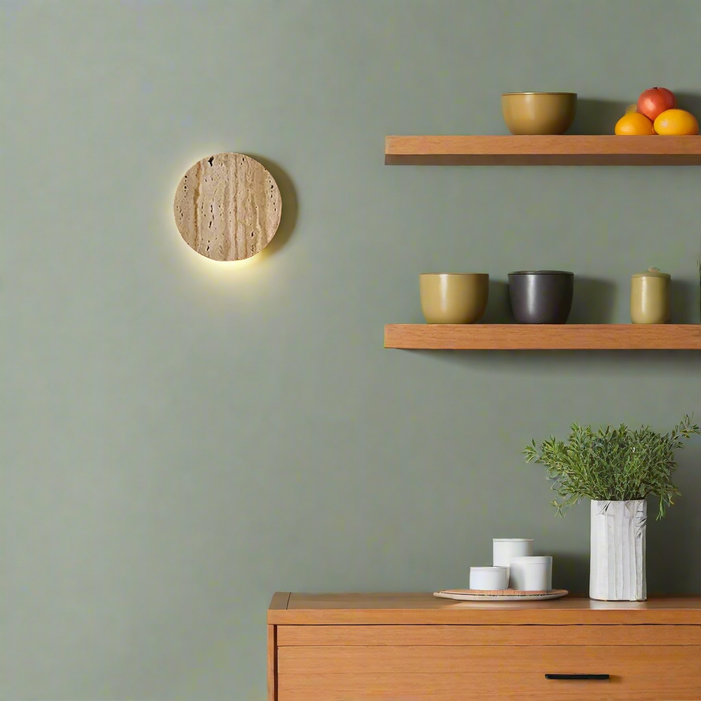 Japanese Wabi-Sabi Travertine Stone Wall Sconce LED 1-Light