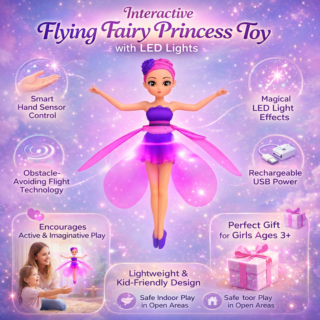 Flying Fairy Princess Toy Rechargeable LED Hand Sensor Children